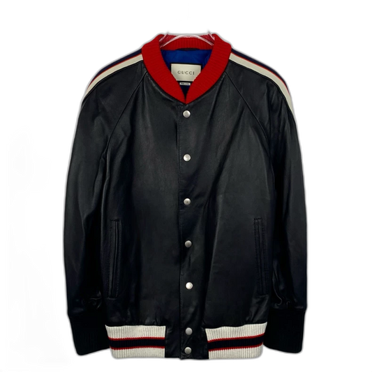 Gucci Black Logo Leather Jacket