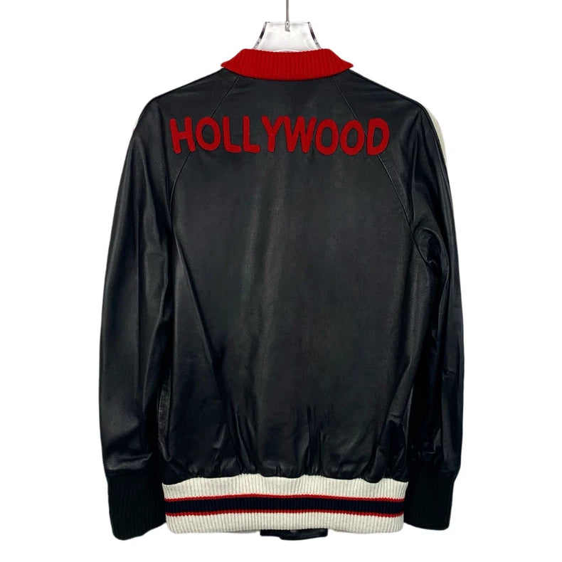 Gucci Black Logo Leather Jacket