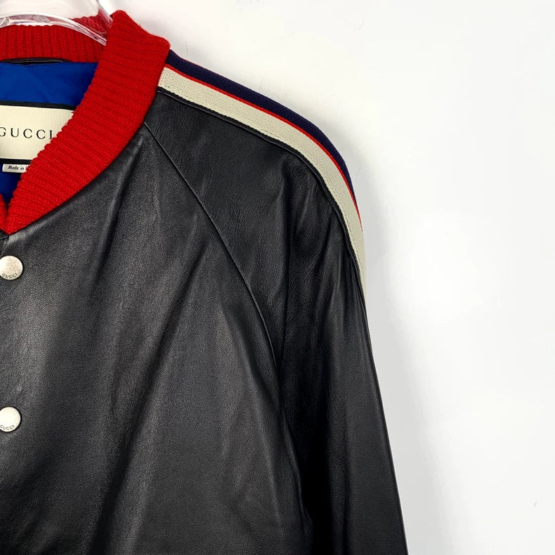 Gucci Black Logo Leather Jacket