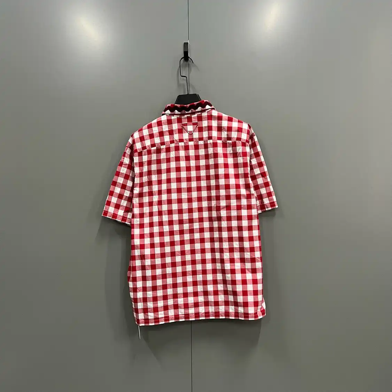 Prada Red Cotton Short-Sleeve Shirt