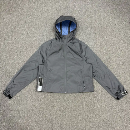Prada Men's Gray Polyester Hooded Jacket