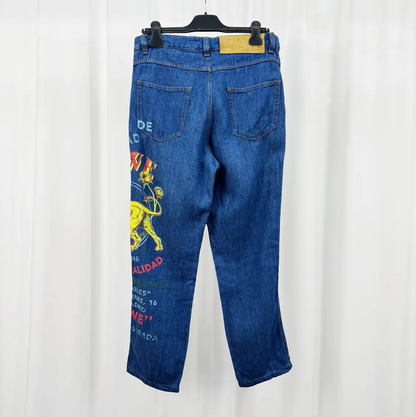 LOEWE Blue Denim Logo Casual Pants 0089