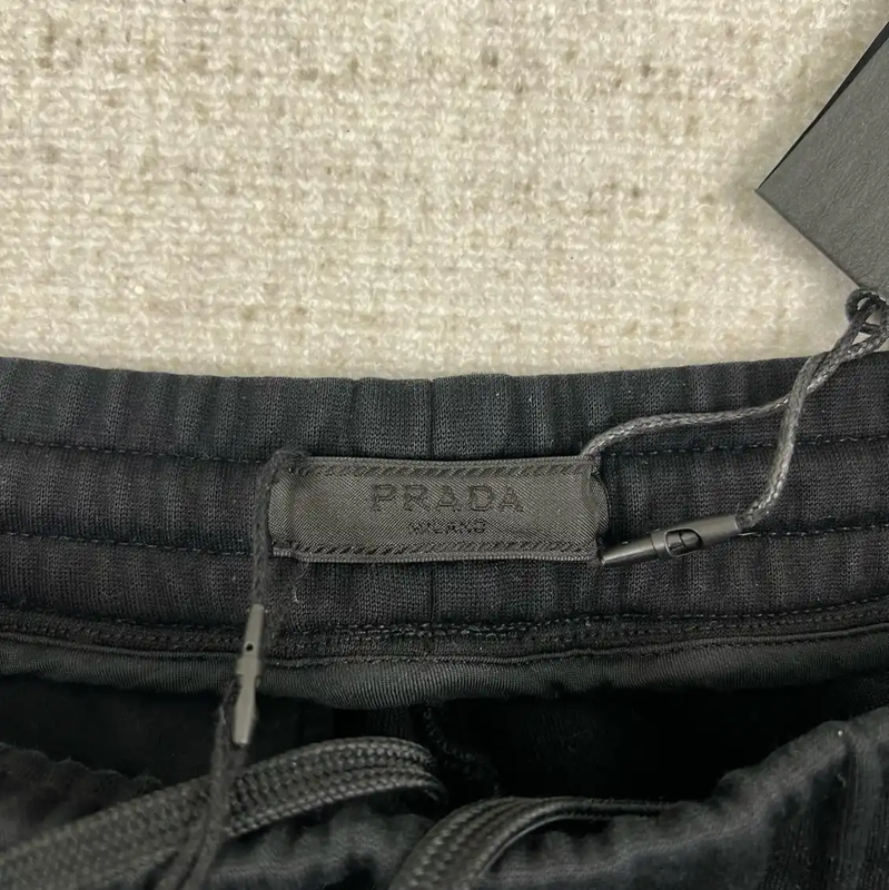 Prada Black Cotton Logo Casual Pants