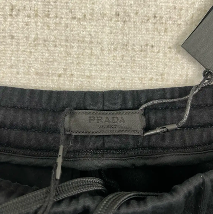 Prada Black Cotton Logo Casual Pants