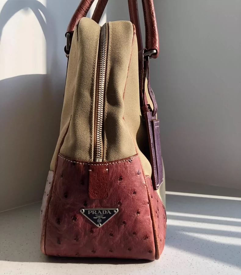 Vintage Prada Ostrich Bowling Bag