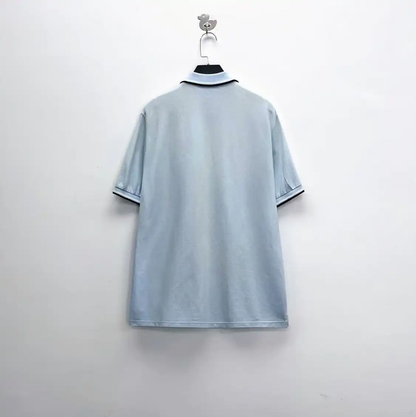 Prada Light Blue Striped Logo Polo Shirt