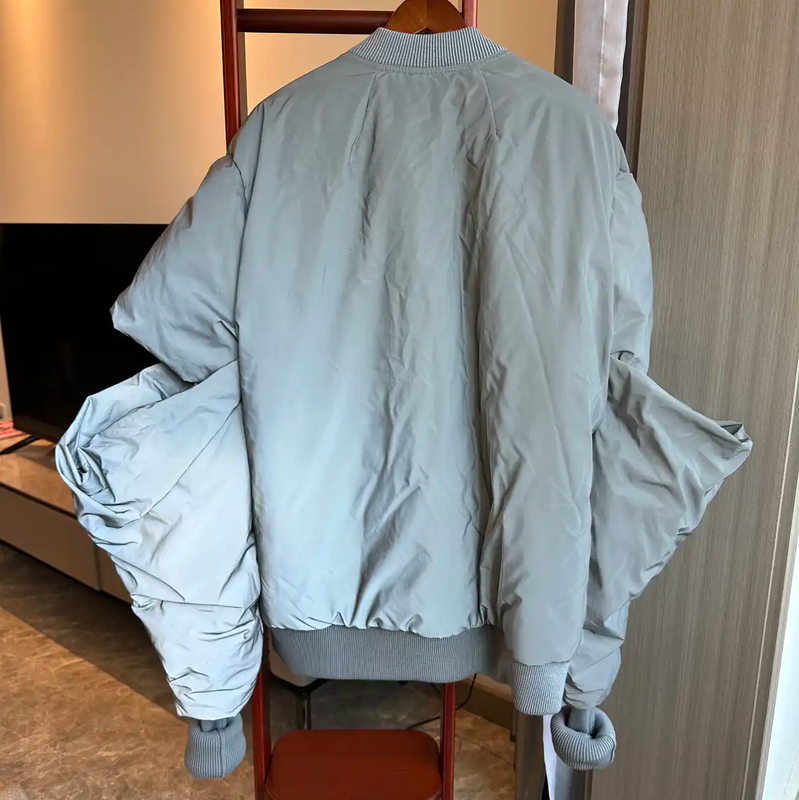 Rick Owens Silver Nylon Men's Down Jacket 0089