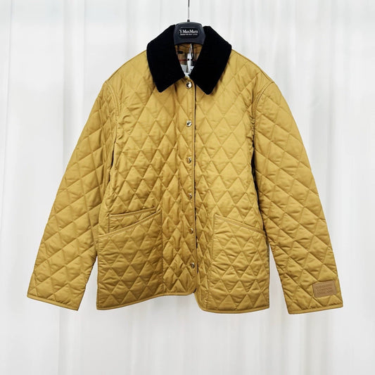 Burberry Quilted Gold Button Coat-yf