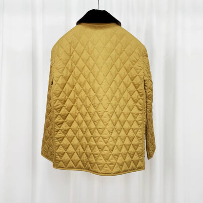 Burberry Quilted Gold Button Coat-yf