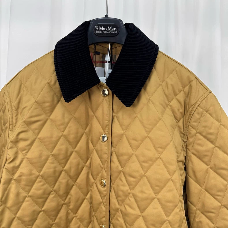 Burberry Quilted Gold Button Coat-yf