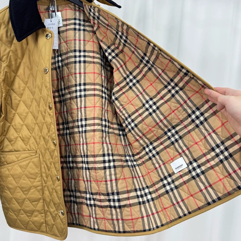 Burberry Quilted Gold Button Coat-yf