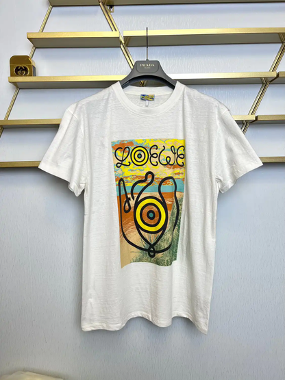 Loewe Summer White Cotton Printed T-Shirt 0089