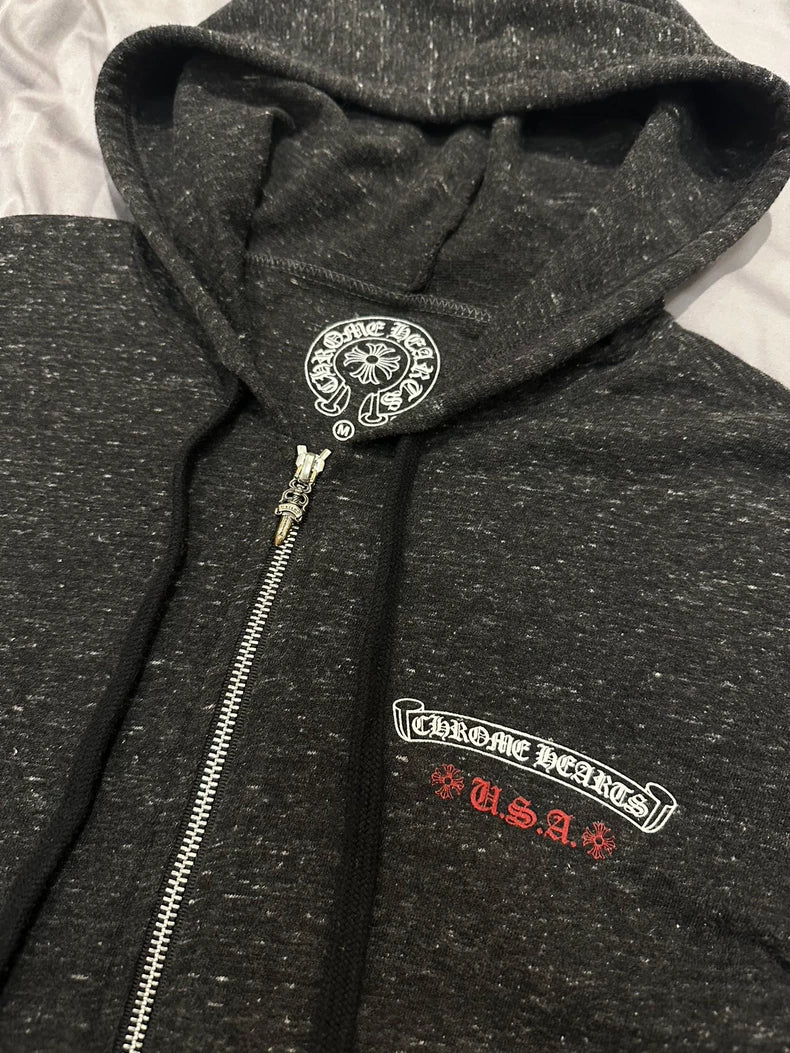 Chrome Hearts Zipper Hoodie with Print