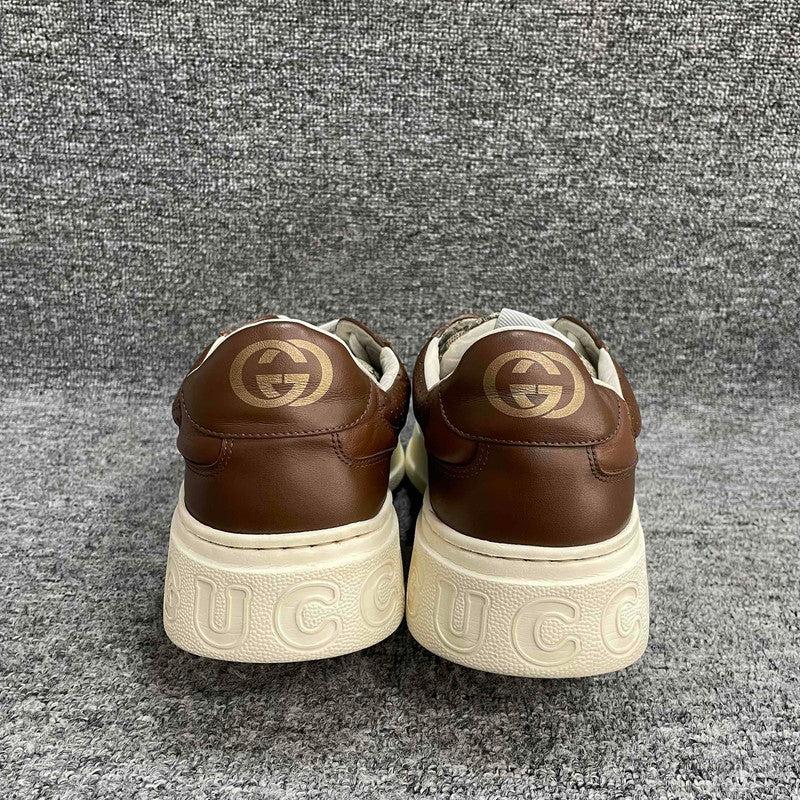 Gucci Brown Canvas Lace-Up Stylish Sneakers 0079