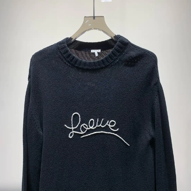 Loewe Black Cotton Knit Sweater for Men 0089