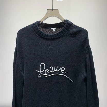 Loewe Black Cotton Knit Sweater for Men 0089