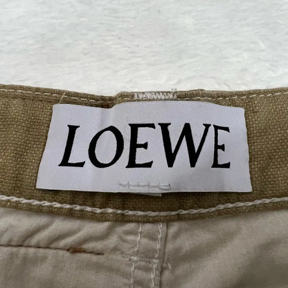 Loewe Casual Khaki Cotton Pants for Men 0089