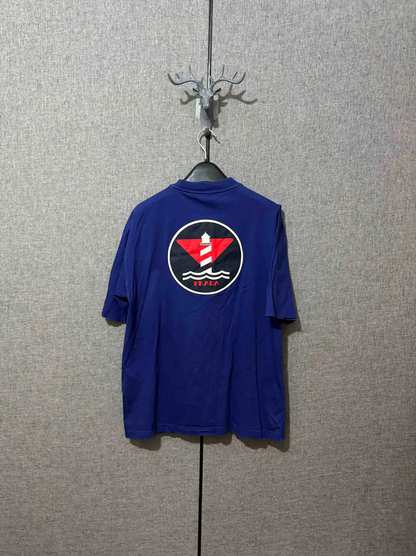 Prada Embroidered Logo Blue Cotton Men's T-Shirt