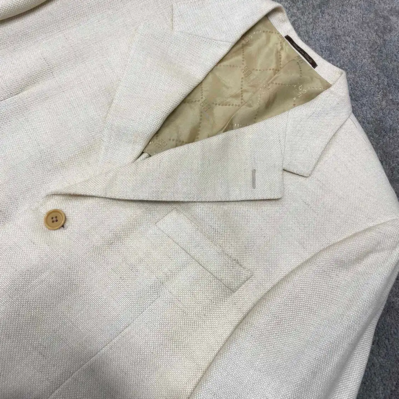 Givenchy Khaki Linen Blend Long Sleeve Jacket 0089