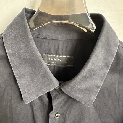 Prada Black Cotton Long Sleeve Shirt