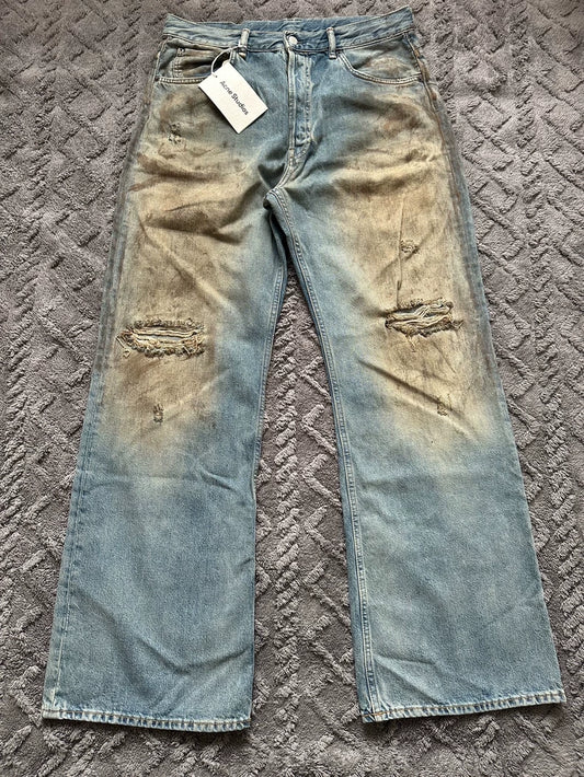 Acne Studio Wide Leg Distressed Jeans