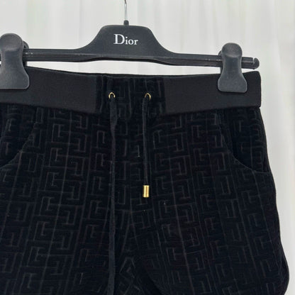 Balmain Flocked All-Over Print Black Shorts-yf