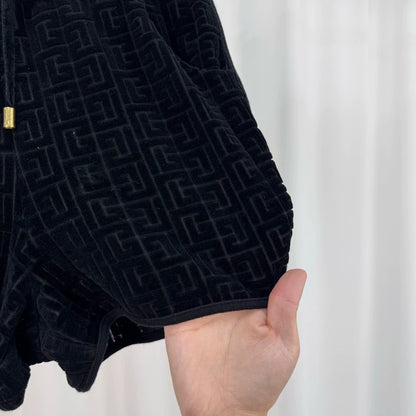 Balmain Flocked All-Over Print Black Shorts-yf