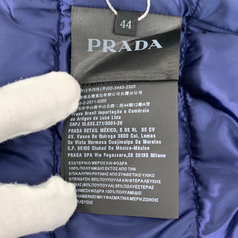 Prada Navy Puffer Jacket with Logo