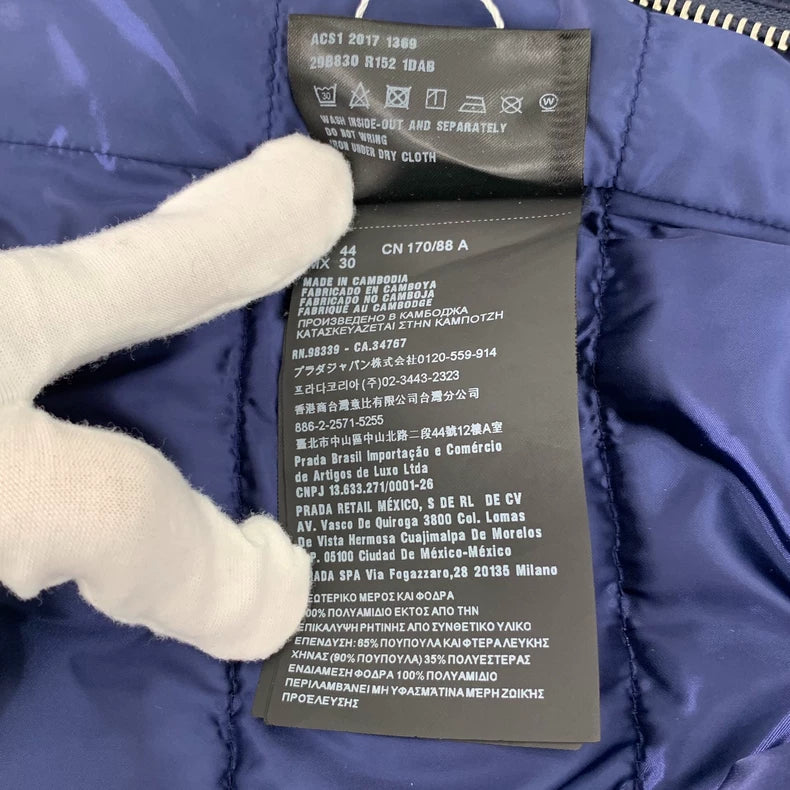 Prada Navy Puffer Jacket with Logo