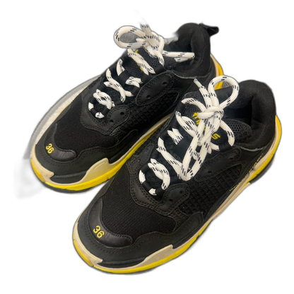 Balenciaga Black Yellow Triple S Sneakers