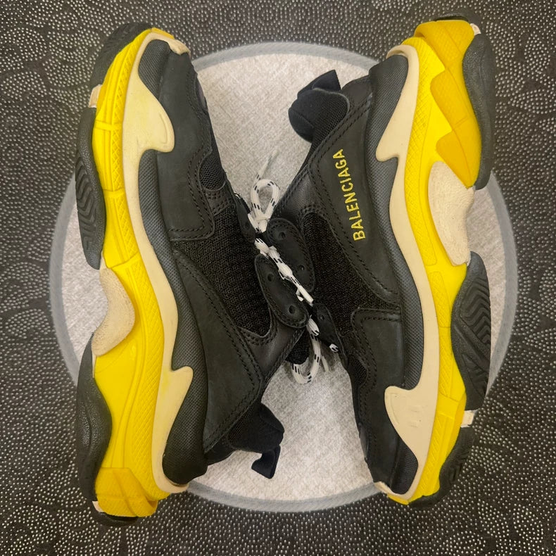 Balenciaga Black Yellow Triple S Sneakers