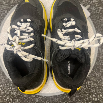 Balenciaga Black Yellow Triple S Sneakers