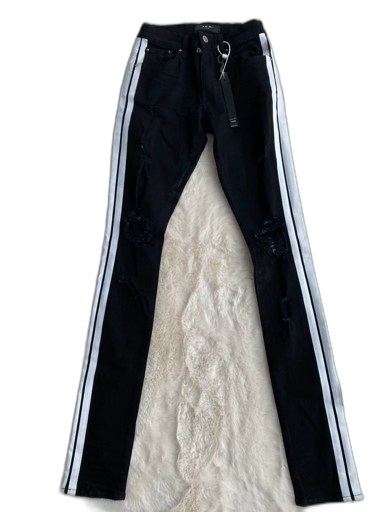 Black Athletic Stripe Denim Pants by Amiri