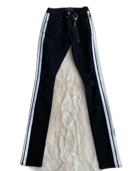 Black Athletic Stripe Denim Pants by Amiri