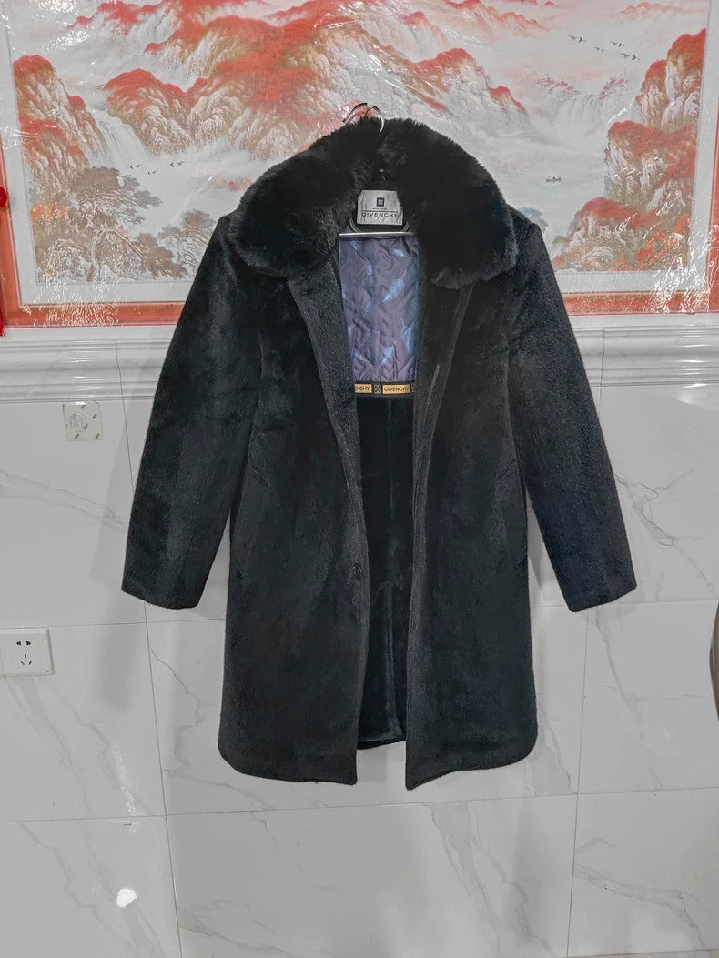 Givenchy Black Fur Collar Long Coat