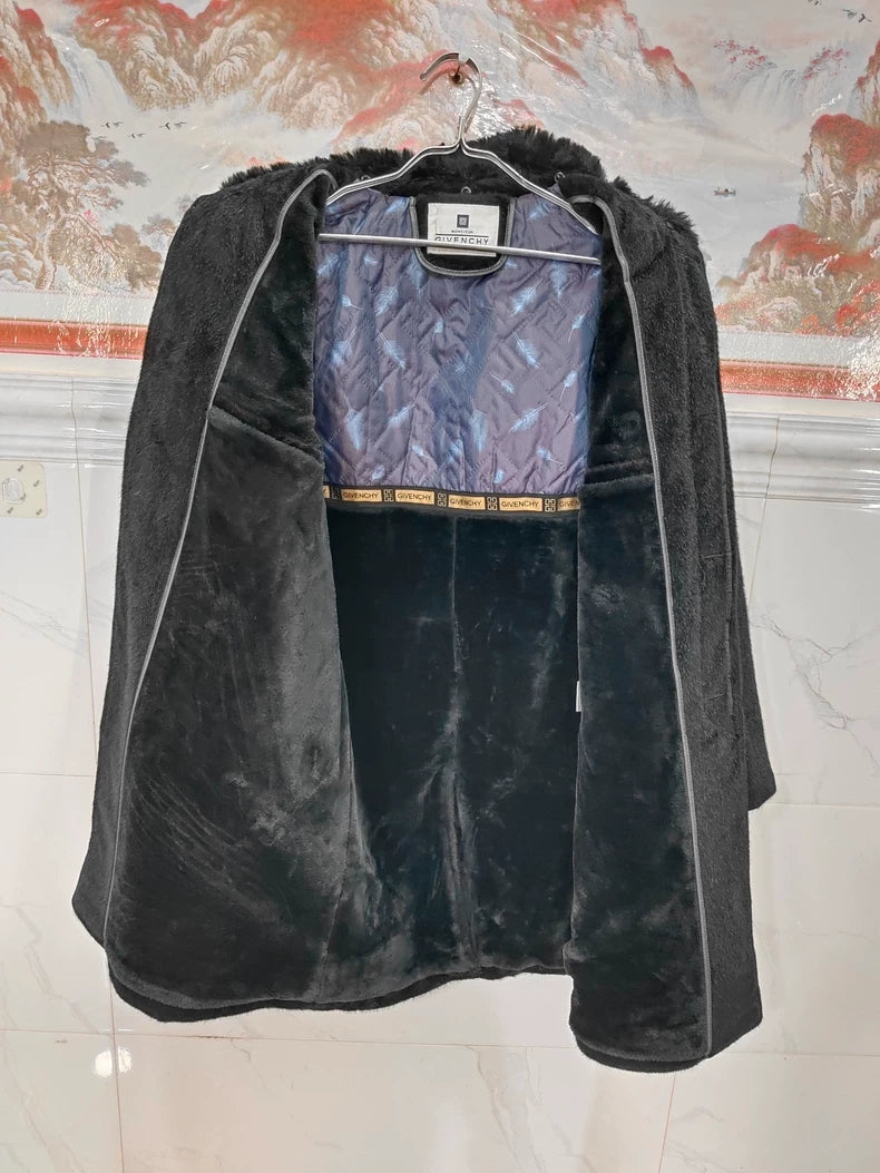Givenchy Black Fur Collar Long Coat