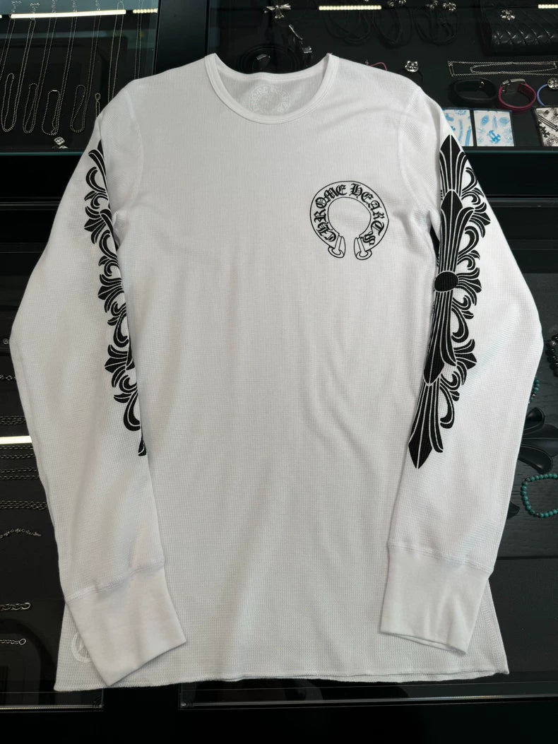Chrome Hearts White Waffle Long Sleeve Top-yf