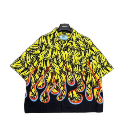 Prada Banana Print Short Sleeve Shirt-zp
