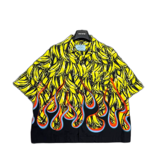 Prada Banana Print Short Sleeve Shirt-zp