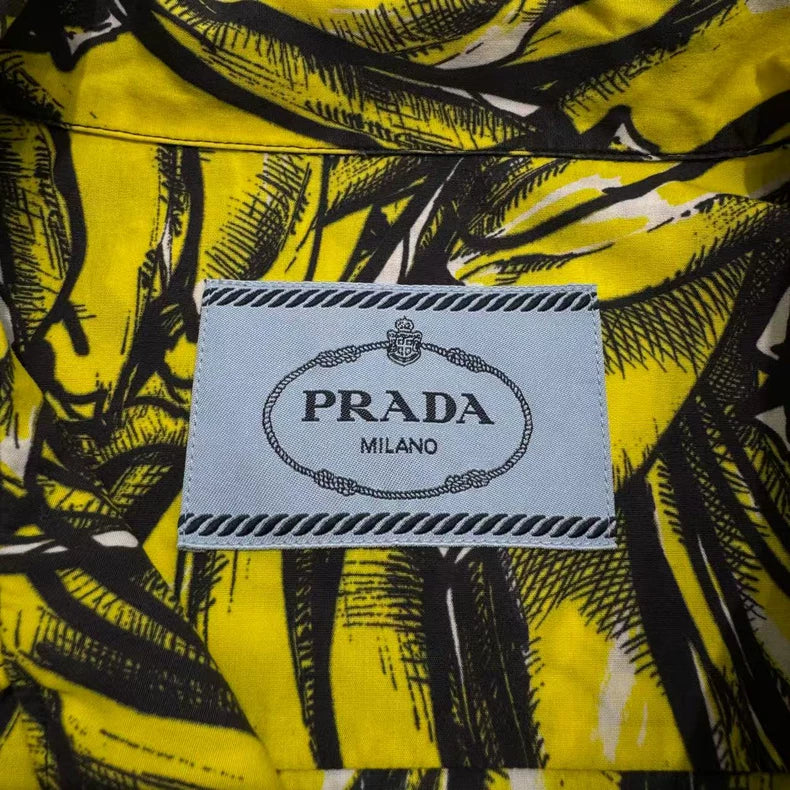 Prada Banana Print Short Sleeve Shirt-zp