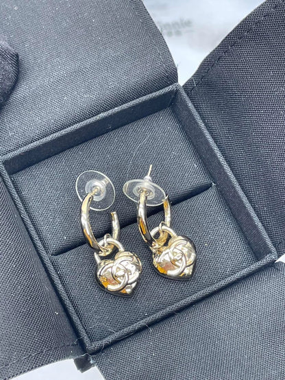 Chanel Double C Heart Earrings