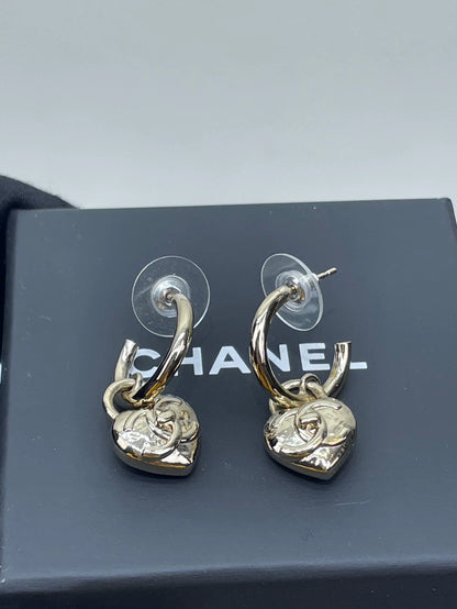 Chanel Double C Heart Earrings