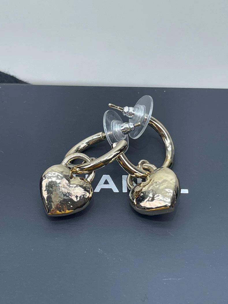 Chanel Double C Heart Earrings