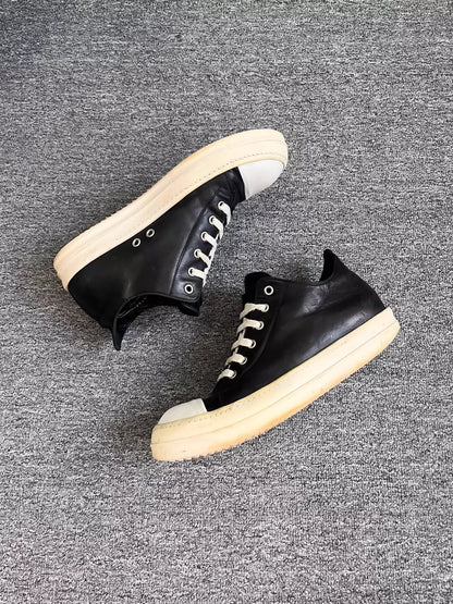 Rick Owens Low Top Leather Sneakers Size 41-42-yf
