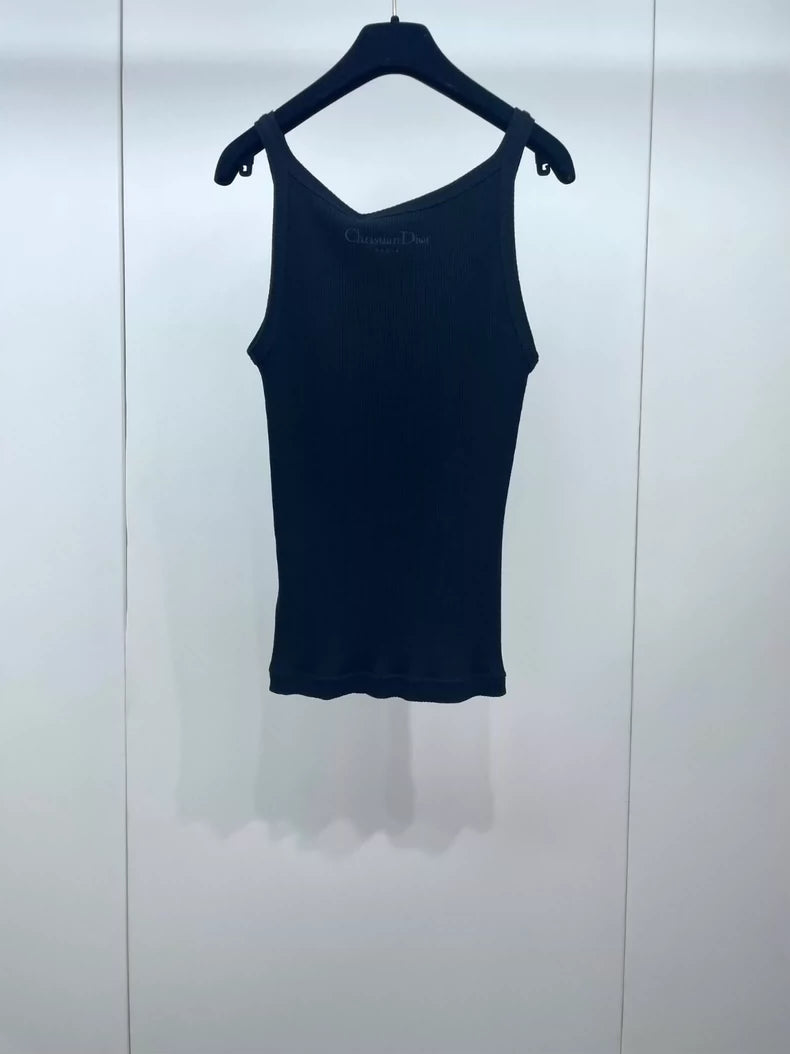 Dior Black Embroidered Tank Top