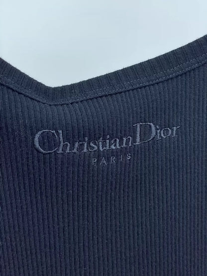Dior Black Embroidered Tank Top