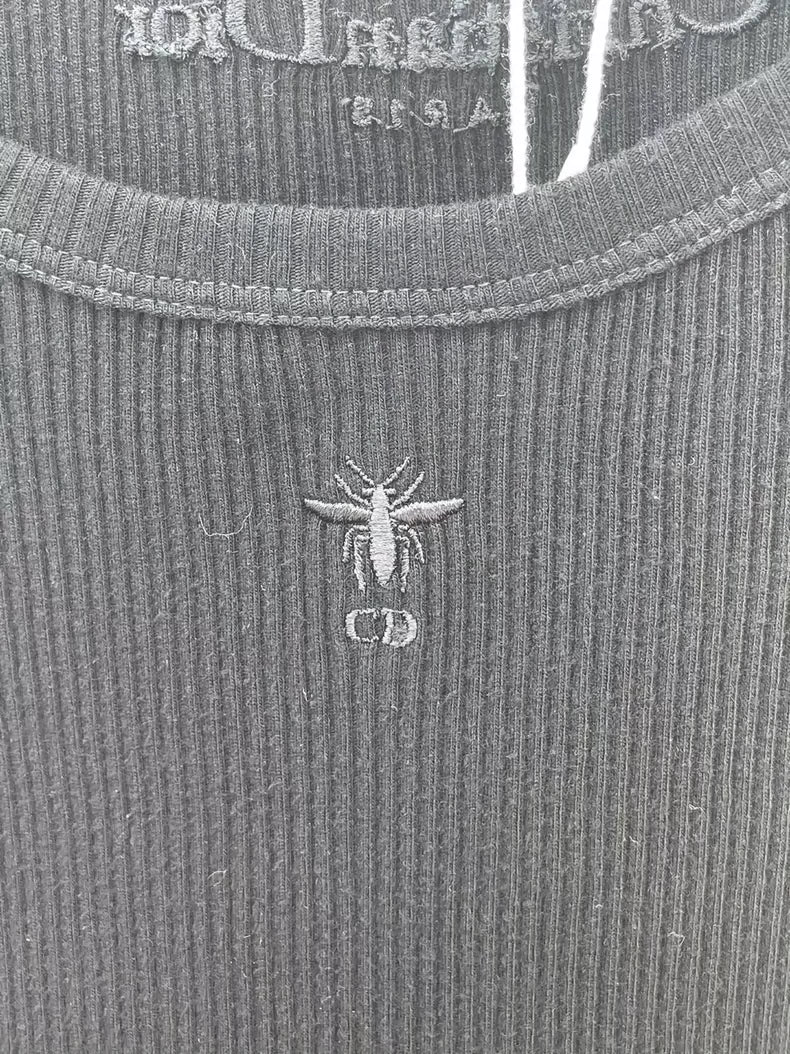 Dior Black Embroidered Tank Top