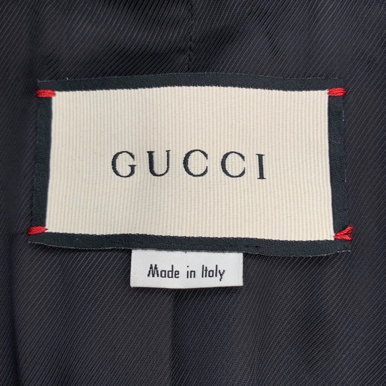 Gucci V-Neck Wool Coat with Gold Buttons