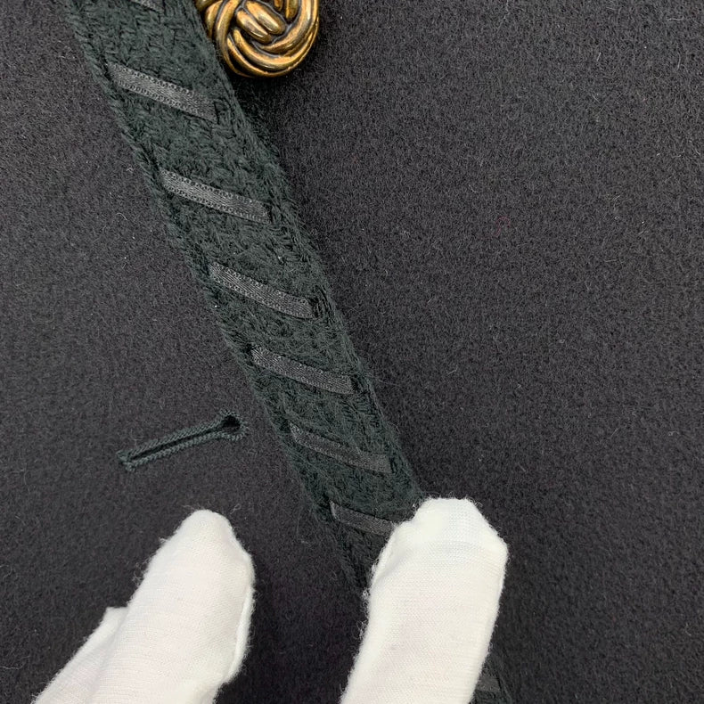 Gucci V-Neck Wool Coat with Gold Buttons