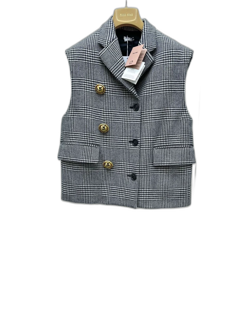 miumiu Checkered Sleeveless Top